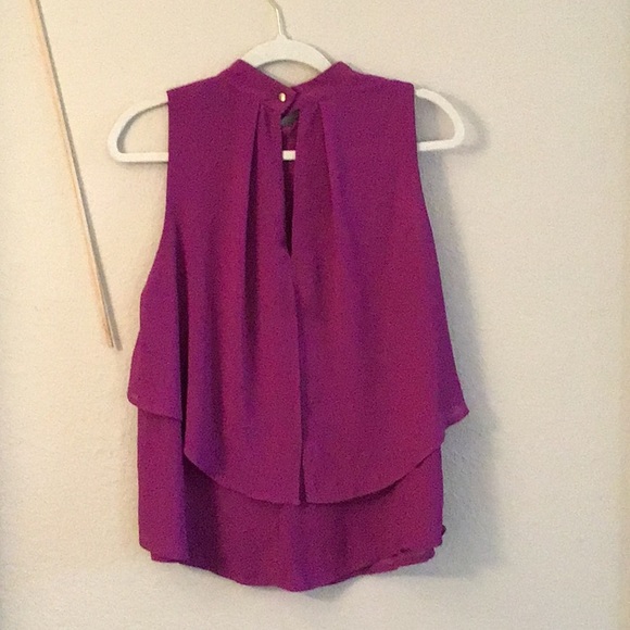 Dreamy plum pleated halter top, Large - Picture 3 of 6